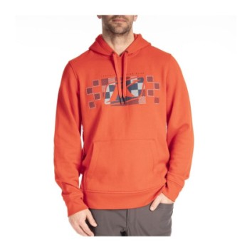 KLIM Checkered Banner Pullover Hoodie Fiery Red - Dress Blues